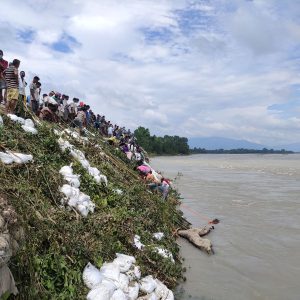 जनश्रमदानमार्फत जैविक तटबन्ध गर्दै स्थानीय
