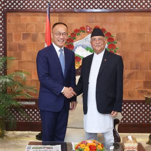 प्रधानमन्त्रीसँग चीनको अन्तरर्राष्ट्रिय विकास सहायता नियोगका अध्यक्षको भेट